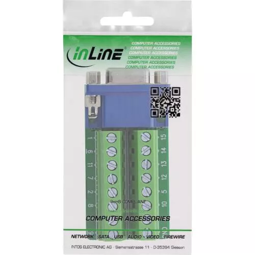 VGA (HD15) Terminalblock, Buchse, 2-reihig, Schraubklemme