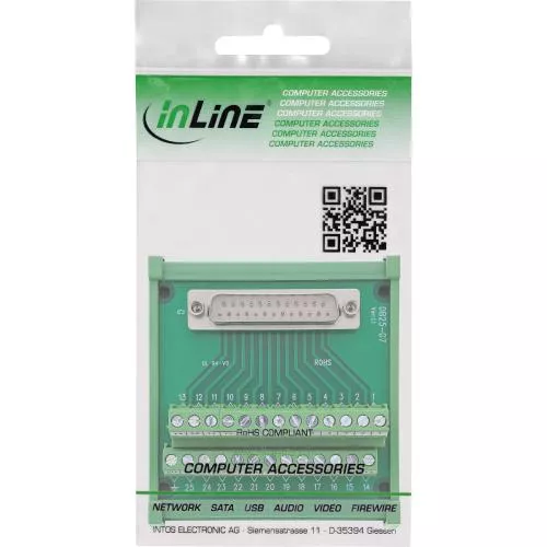 D-Sub 25 Terminalblock für Hutschiene, Stecker, Schraubklemme, nummeriert