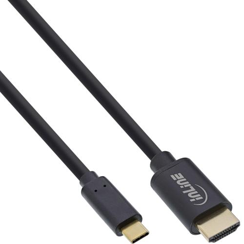 InLine® USB Display Kabel USB Typ-C Stecker zu HDMI Stecker (DP Alt Mode) 4K2K schwarz
