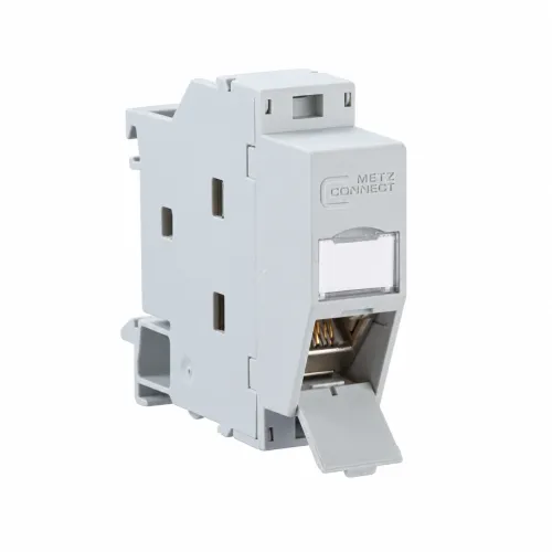 RJ45 Netzwerkdose Cat 6A für Hutschiene, geschirmt, IDC-Anschluss, 1 TE