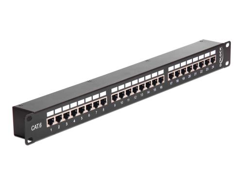 Cat 6 Patchpanel 24 Port – Durchgang RJ45 Buchse/Buchse – geschirmt – 1 HE – schwarz