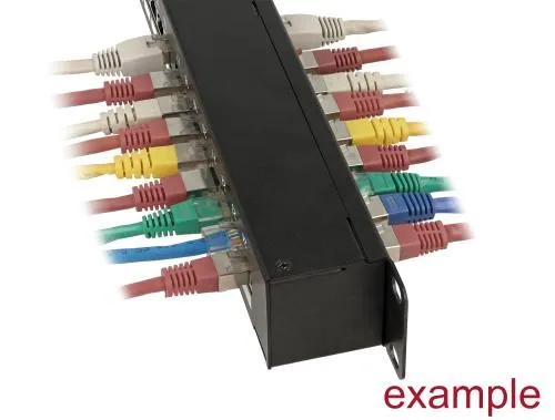 Cat 6 Patchpanel 24 Port – Durchgang RJ45 Buchse/Buchse – geschirmt – 1 HE – schwarz