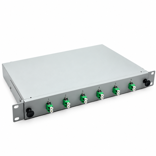 LWL Spleißbox 19" 6 Port – OS2 Singlemode – LC/APC Duplex – Grau