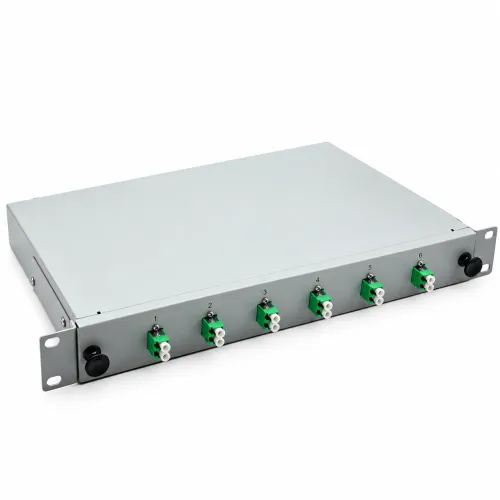 LWL Spleißbox 19" 6 Port – OS2 Singlemode – LC/APC Duplex – Grau