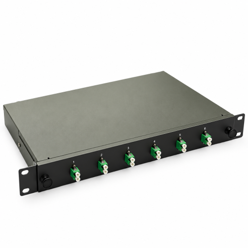 LWL Spleißbox 19" 6 Port – OS2 Singlemode – LC/APC Duplex – Schwarz