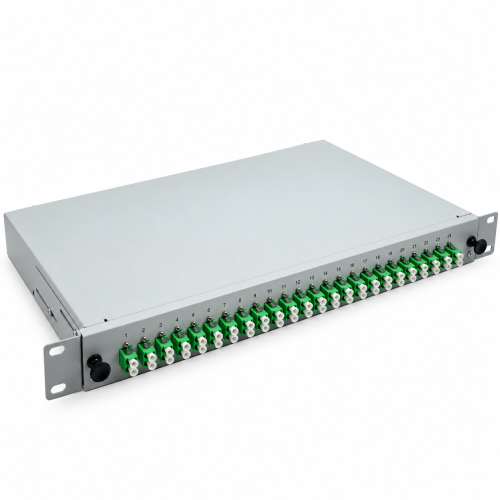 LWL Spleißbox 19" 24 Port – OS2 Singlemode – LC/APC Duplex – Grau