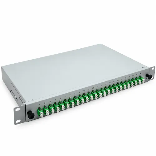 LWL Spleißbox 19" 24 Port – OS2 Singlemode – LC/APC Duplex – Grau