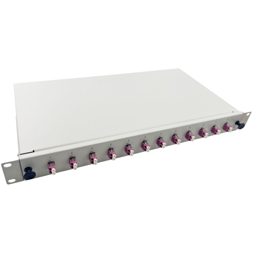 LWL Spleißbox 19" 12 Port – OM4 Multimode – LC/UPC Duplex – Grau