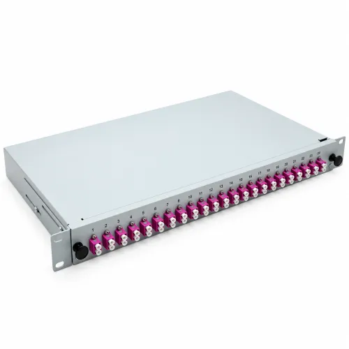 LWL Spleißbox 19" 24 Port – OM4 Multimode – LC/UPC Duplex – Grau