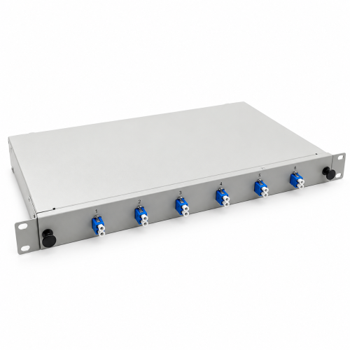 LWL Spleißbox 19" 6 Port – OS2 Singlemode – LC/UPC Duplex – Grau