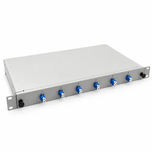 LWL Spleißbox 19" 6 Port – OS2 Singlemode – LC/UPC Duplex – Grau
