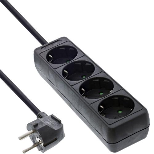 Preview: Steckdosenleiste 4-fach – Schutzkontakt, 5 m, schwarz