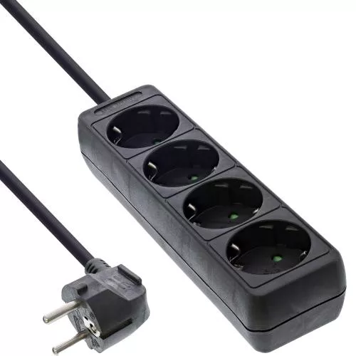 Steckdosenleiste 4-fach – Schutzkontakt, 5 m, schwarz