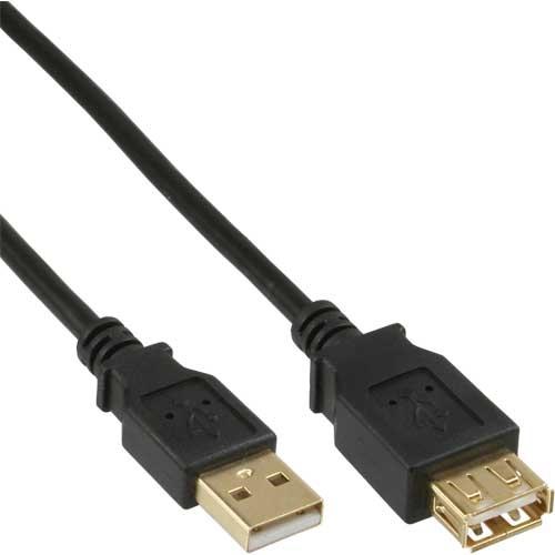 InLine® USB 2.0 Verlängerung A an A schwarz Kontakte vergoldet
