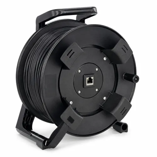 Netzwerk-Kabeltrommel Cat.6A, RJ45 Stecker/Buchse, 30 m, schwarz