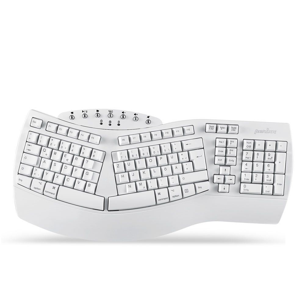 PERIXX PERIBOARD-612W DE ergonomische Tastatur Dualmodus Funk Bluetooth Win...
