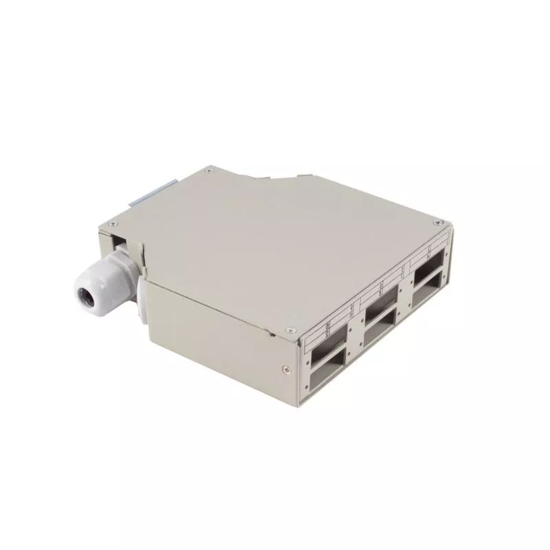 LWL Verteilerbox – 6-fach – Metall – DIN-Rail – grau