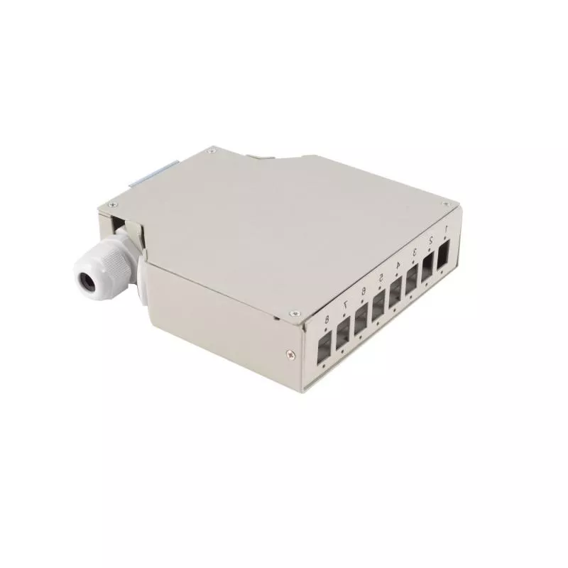 LWL Verteilerbox – 8-fach – Metall – DIN-Rail – grau