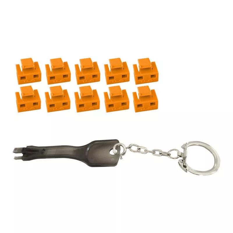 RJ45 Portblocker-Set mit Schlüssel – 10 Blocker & 1 Schlüssel – orange