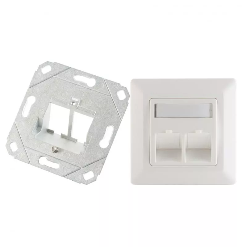 Keystone Anschlussdose 2-fach, mit Staubschutz, weiß