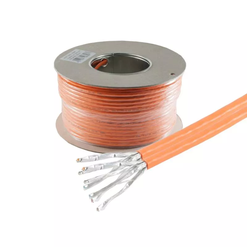 Cat 7 Verlegekabel, Duplex, S/FTP, PiMF, AWG23, LSZH, 1000 MHz, Cca, Orange Cat 7 Verlegekabel, Duplex, S/FTP, PiMF, AWG23, LSZH, 1000 MHz, Cca, Orange