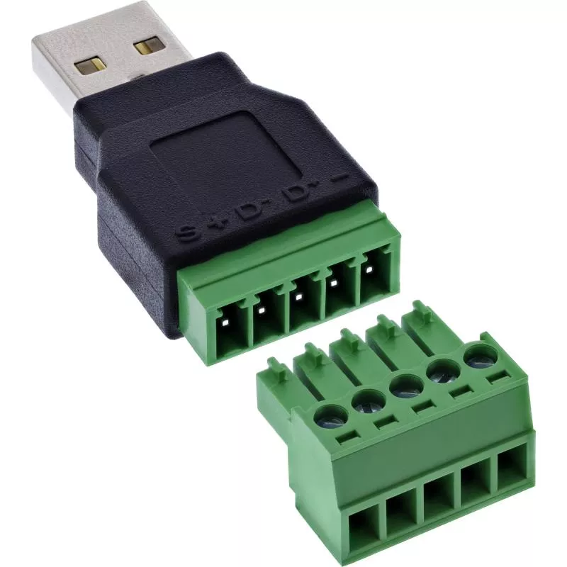 USB-A 2.0 Terminalblock-Adapter, Stecker, 5-polig, ohne Kabel