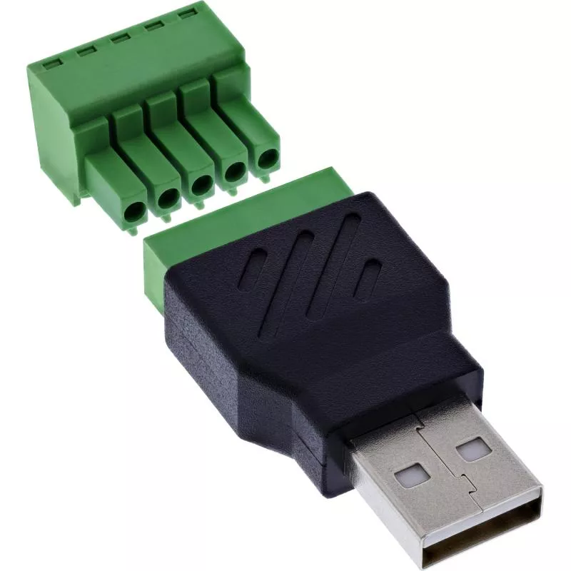 USB-A 2.0 Terminalblock-Adapter, Stecker, 5-polig, ohne Kabel