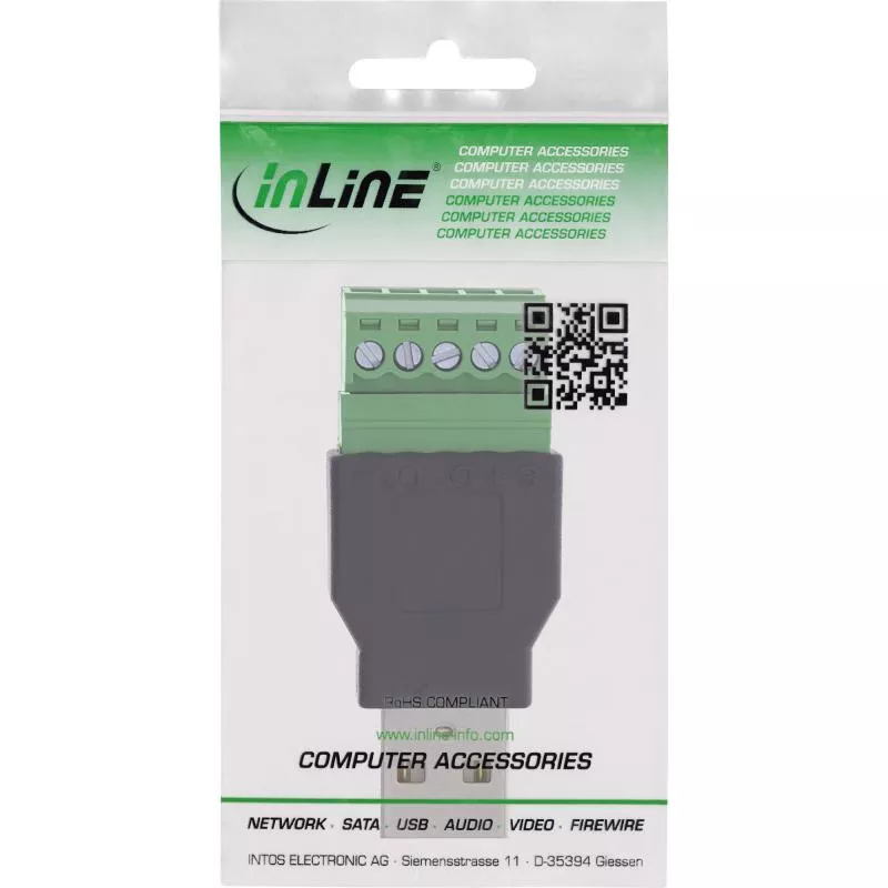 USB-A 2.0 Terminalblock-Adapter, Stecker, 5-polig, ohne Kabel