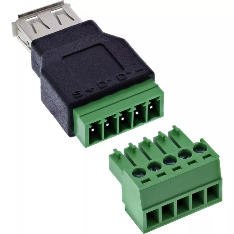 USB-A 2.0 Terminalblock-Adapter, Buchse, 5-polig, ohne Kabel