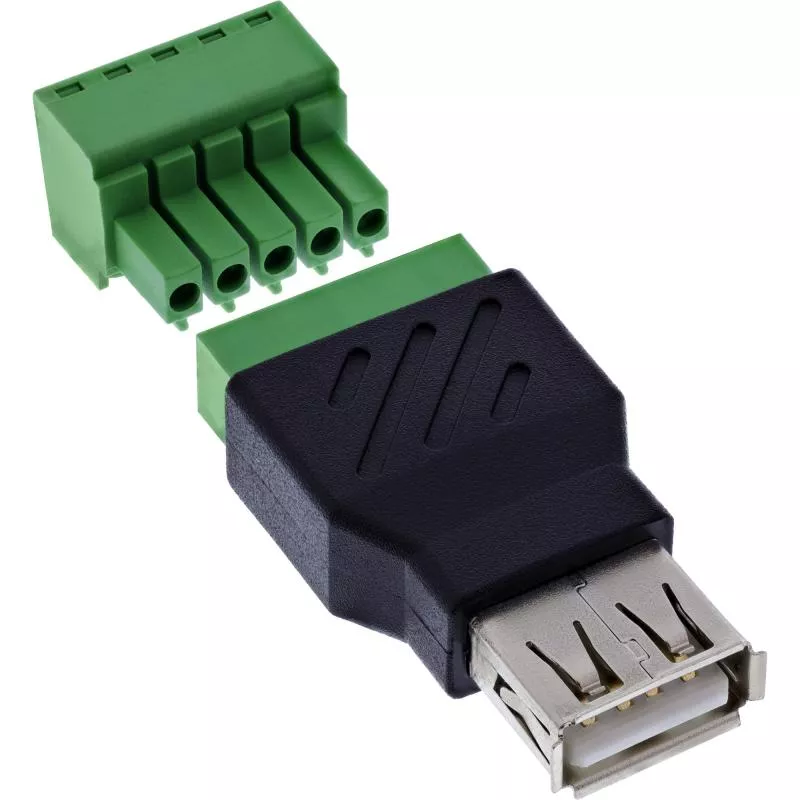 USB-A 2.0 Terminalblock-Adapter, Buchse, 5-polig, ohne Kabel