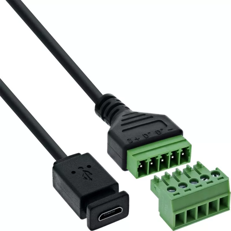 Mini-USB Buchse auf Terminalblock, 5-polig, mit Kabel, 1 m
