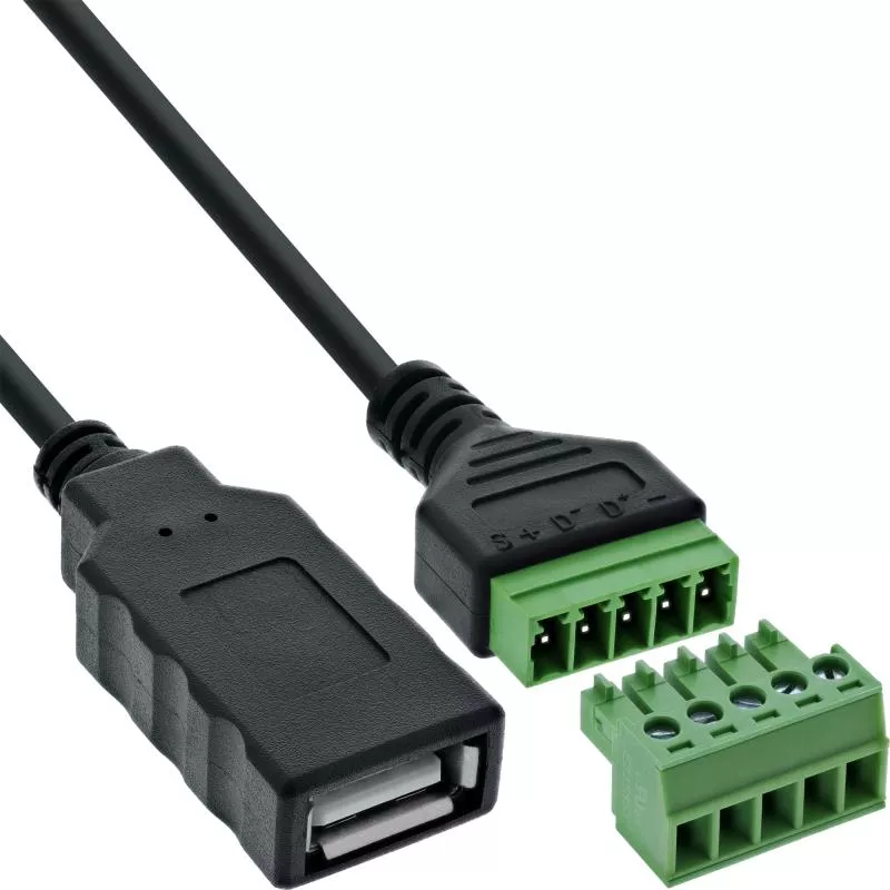 USB-A Buchse auf Terminalblock, 5-polig, mit Kabel, 1 m