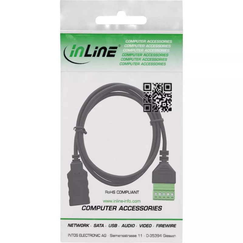 USB-A Buchse auf Terminalblock, 5-polig, mit Kabel, 1 m