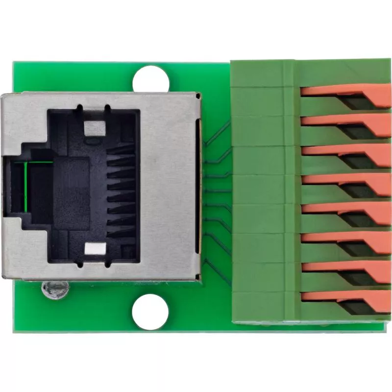 RJ45 Terminalblock-Adapter Cat.5e, Buchse gewinkelt, Push-In-Klemme, 8-polig