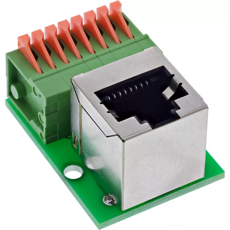 RJ45 Terminalblock-Adapter Cat.5e, Buchse gewinkelt, Push-In-Klemme, 8-polig