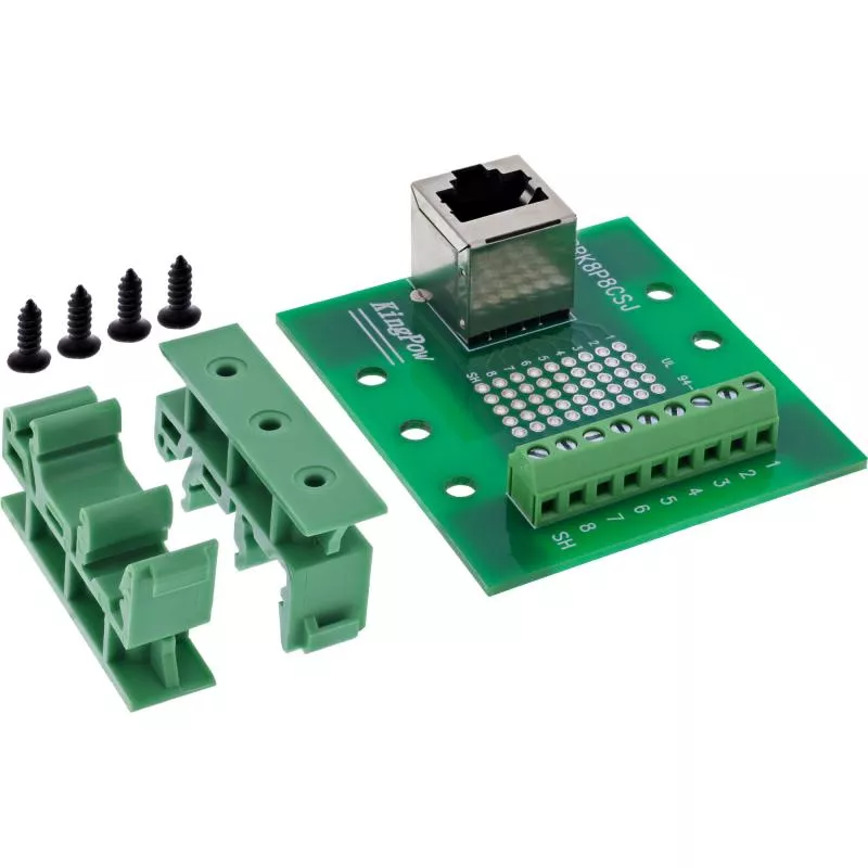 RJ45 Terminalblock für Hutschiene, Buchse nach oben, Schraubklemme