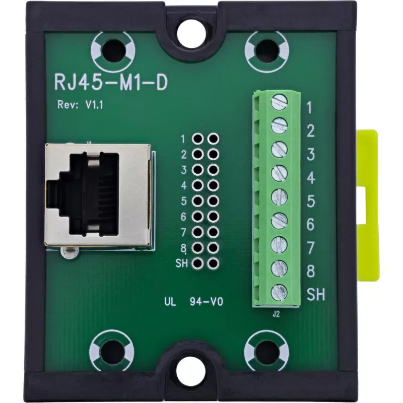 RJ45 Breakout-Terminalblock, Buchse, Schraubklemme, Hutschiene, geschirmt