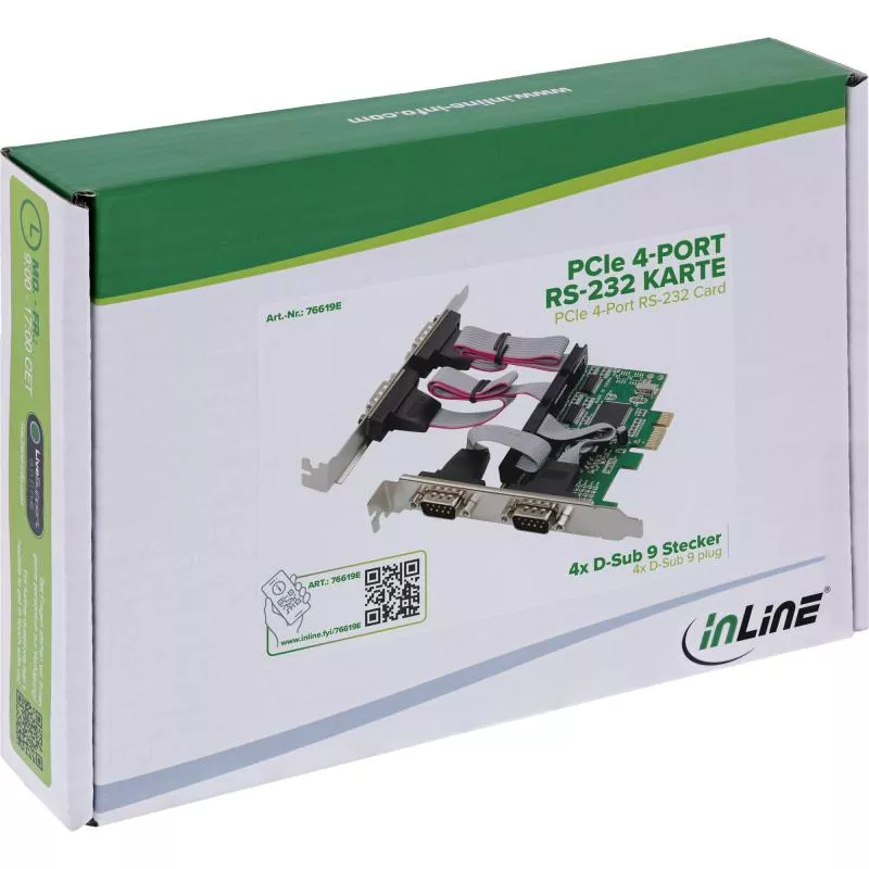RS-232 Schnittstellenkarte, PCIe x1, 4-Port, D-Sub 9 Stecker, Low-Profile