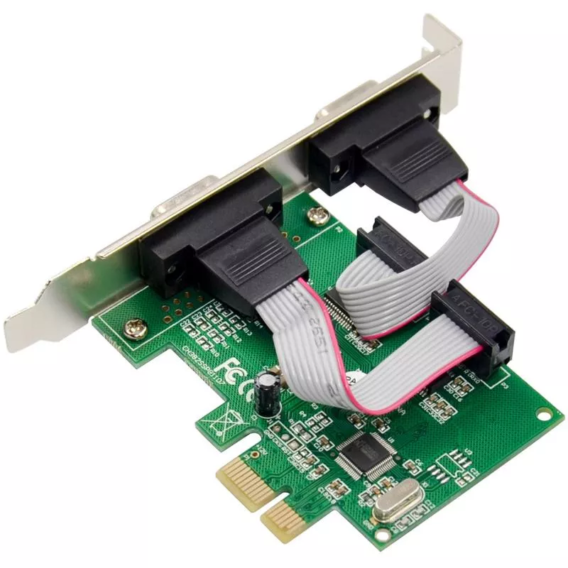 Schnittstellenkarte, PCIe x1, 2-Port RS-232, 2x D-Sub 9 Stecker, Low-Profile