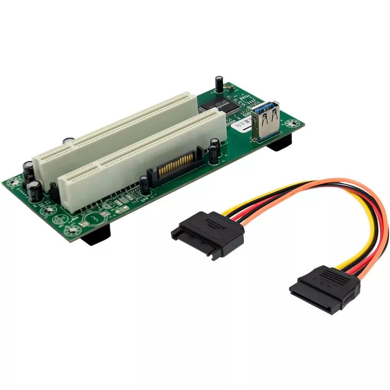 PCI Schnittstellenkarte, PCIe x1 auf 2x PCI 32-Bit, inkl. 60 cm Kabel, SATA-Power