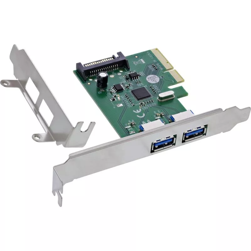USB Schnittstellenkarte, PCIe x4, 2x USB-A 3.2 Gen. 2 (10 Gb/s), SATA, Low-Profile