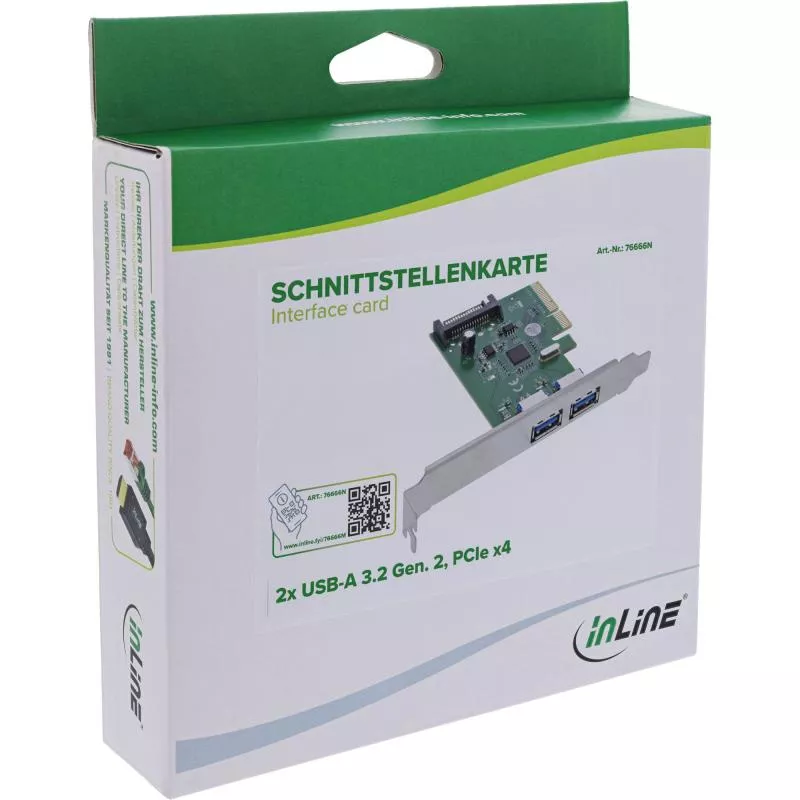 USB Schnittstellenkarte, PCIe x4, 2x USB-A 3.2 Gen. 2 (10 Gb/s), SATA, Low-Profile