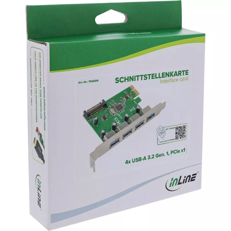 USB Schnittstellenkarte, PCIe x1, 4x USB-A 3.2 Gen. 1