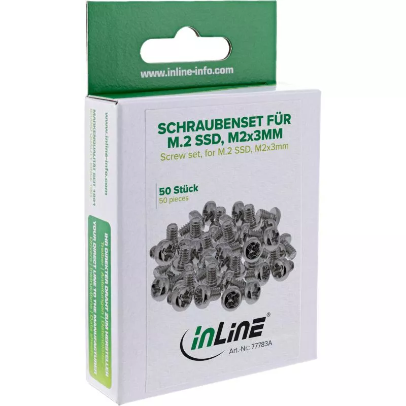M.2 SSD Schraubenset M2x3 mm – Stahl vernickelt – 50 Stück