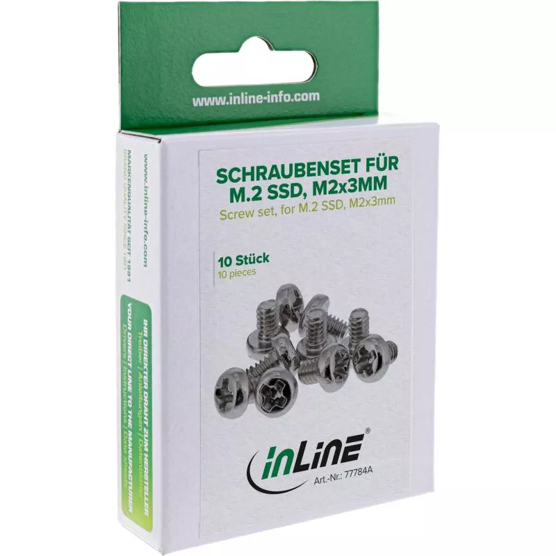 M.2 SSD Schraubenset M2x3 mm – Stahl vernickelt – 10 Stück