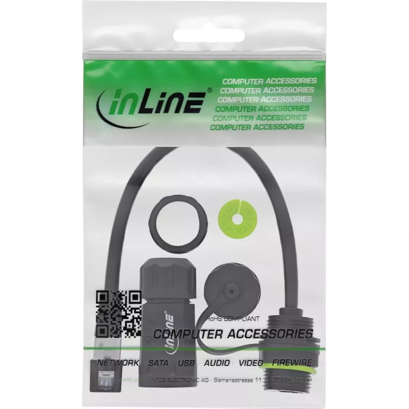 RJ45 Kupplung IP68, Cat.6A, 20 cm, Buchse zu Stecker, geschirmt, M20