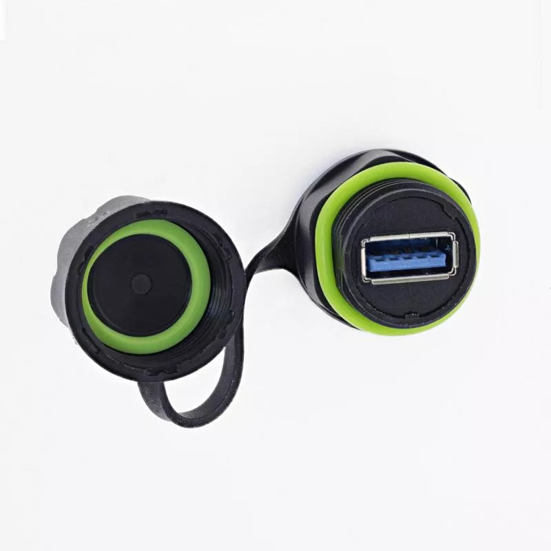 USB-A Verbinder IP68, kurz, 2x USB-A Buchse, geschirmt, M20