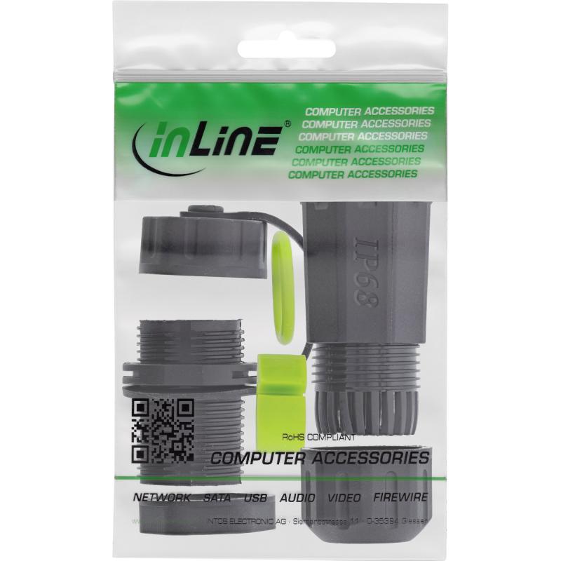 USB-A Verbinder IP68, kurz, 2x USB-A Buchse, geschirmt, M20