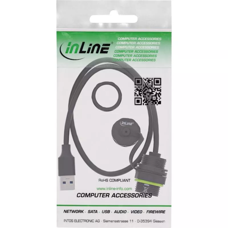 USB-A Verbinder IP68, 50 cm, Buchse zu Stecker, geschirmt, M20