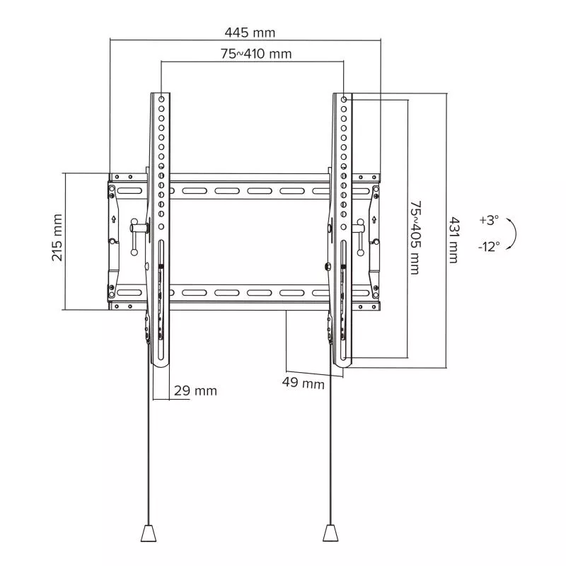 TV Wandhalterung 32–70 Zoll, neigbar, bis 70 kg, VESA bis 400x400